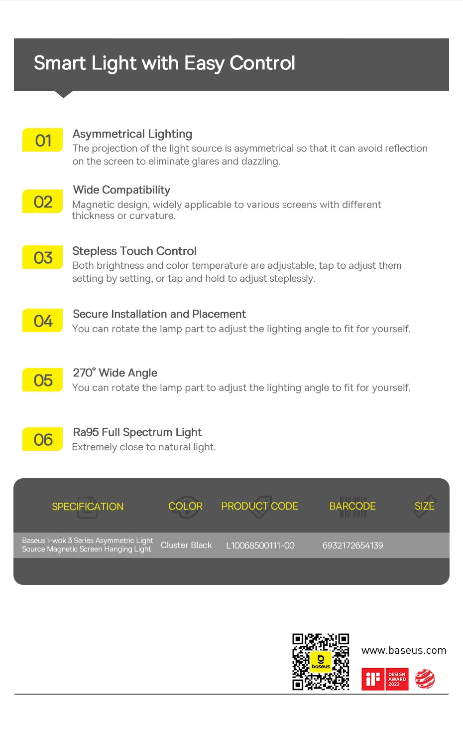 Magnetic Computer Screen Light Desk Lamp