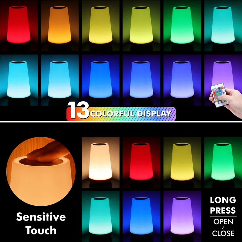 13 Color Changing Table Lamps RGB Remote Control Touch