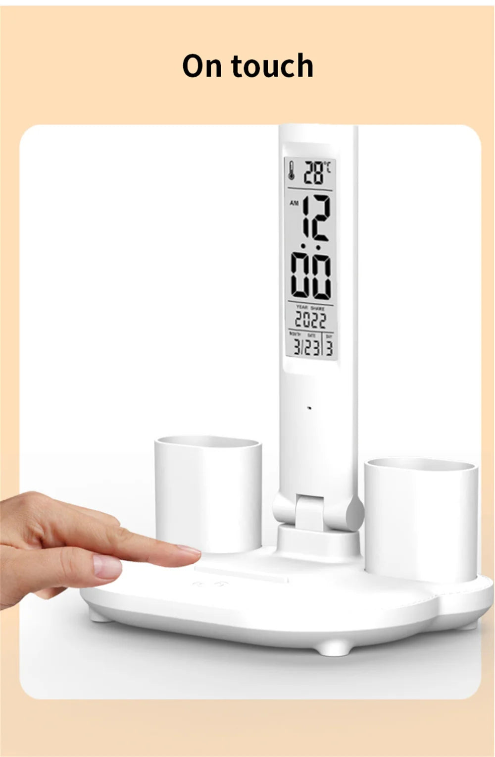 LED Desk Lamp USB with Calendar, Temperature, Clock