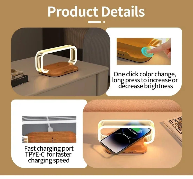 LED  Night Light Wireless Charger Stand for iphone and android