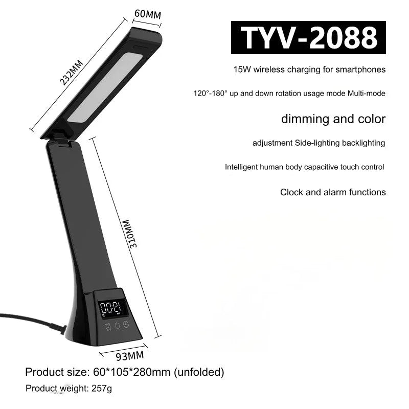 LED Desk Lamp with Wireless Charger USB