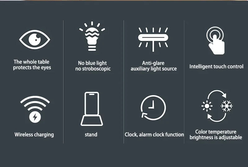 LED Desk Lamp with Wireless Charger USB