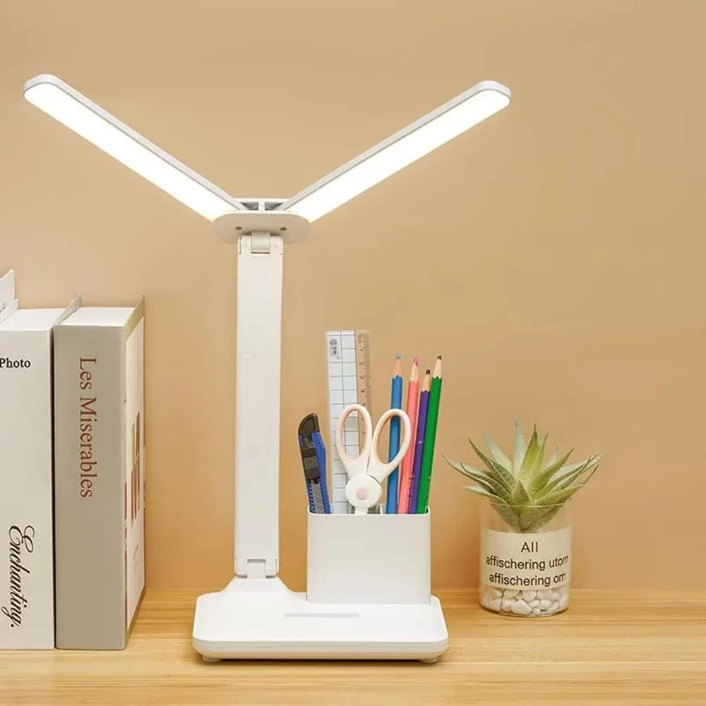 LED Desk Lamp USB with Calendar, Temperature, Clock