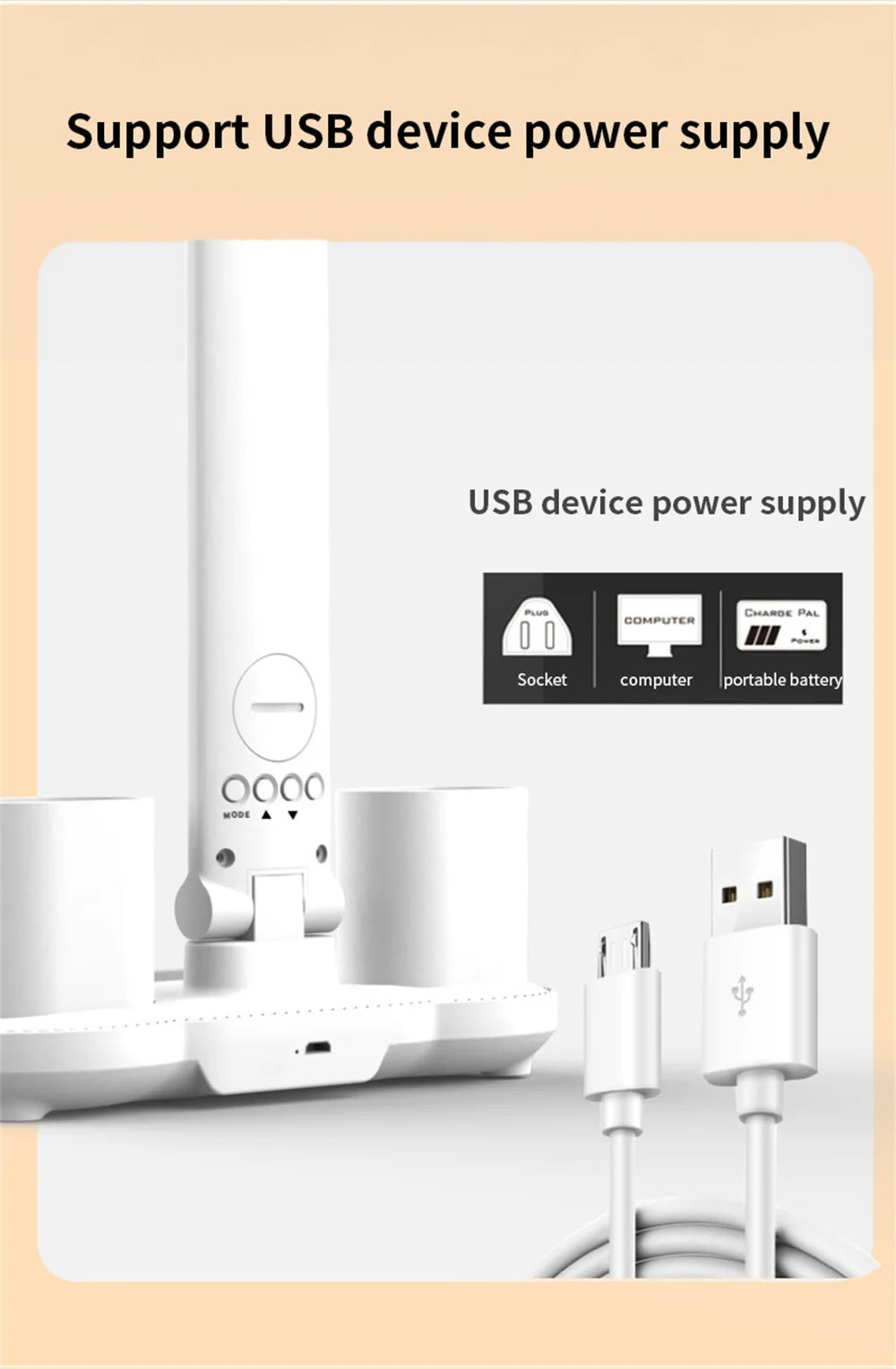 LED Desk Lamp USB with Calendar, Temperature, Clock