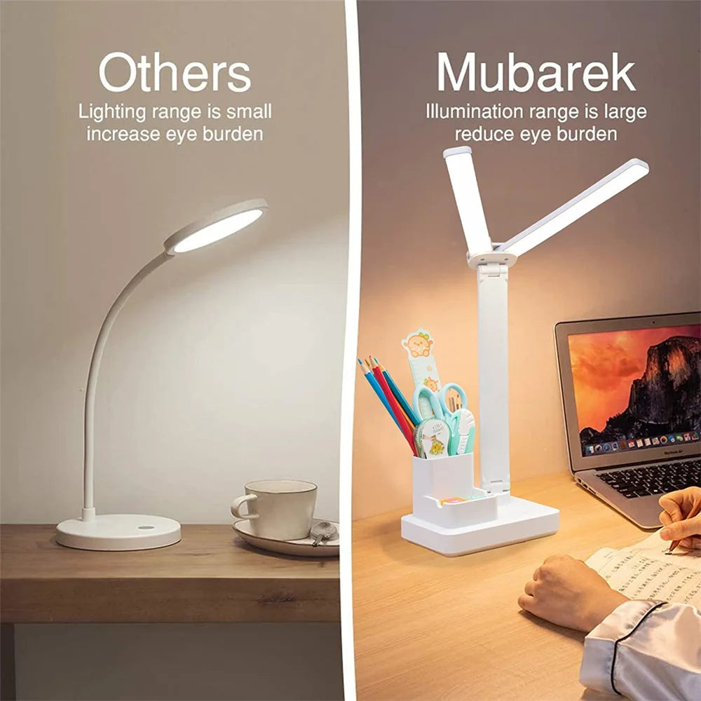 LED Desk Lamp USB with Calendar, Temperature, Clock