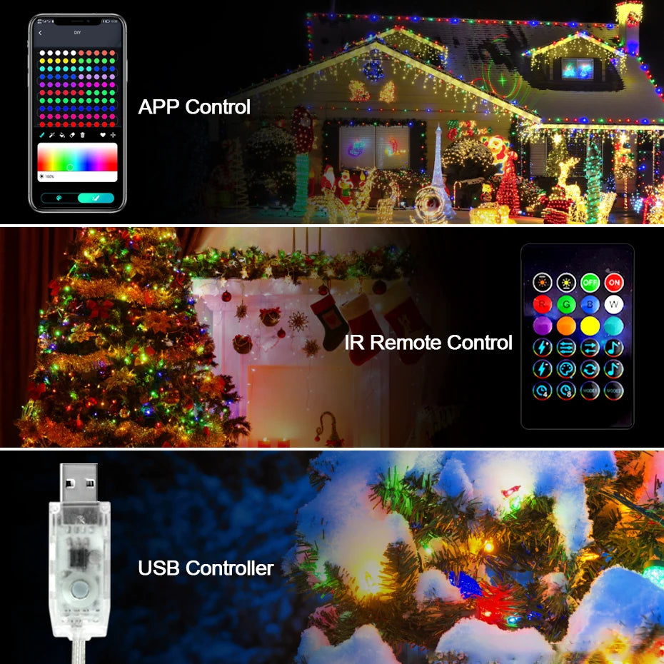 50M 20M 10M 5M 1M Christmas Lights LED