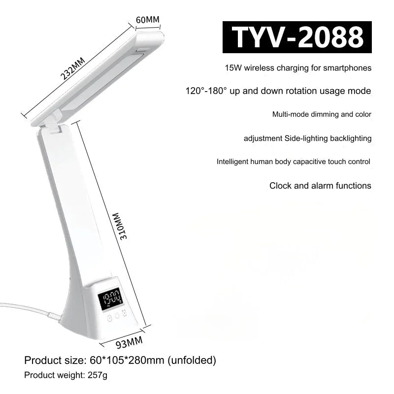 LED Desk Lamp with Wireless Charger USB