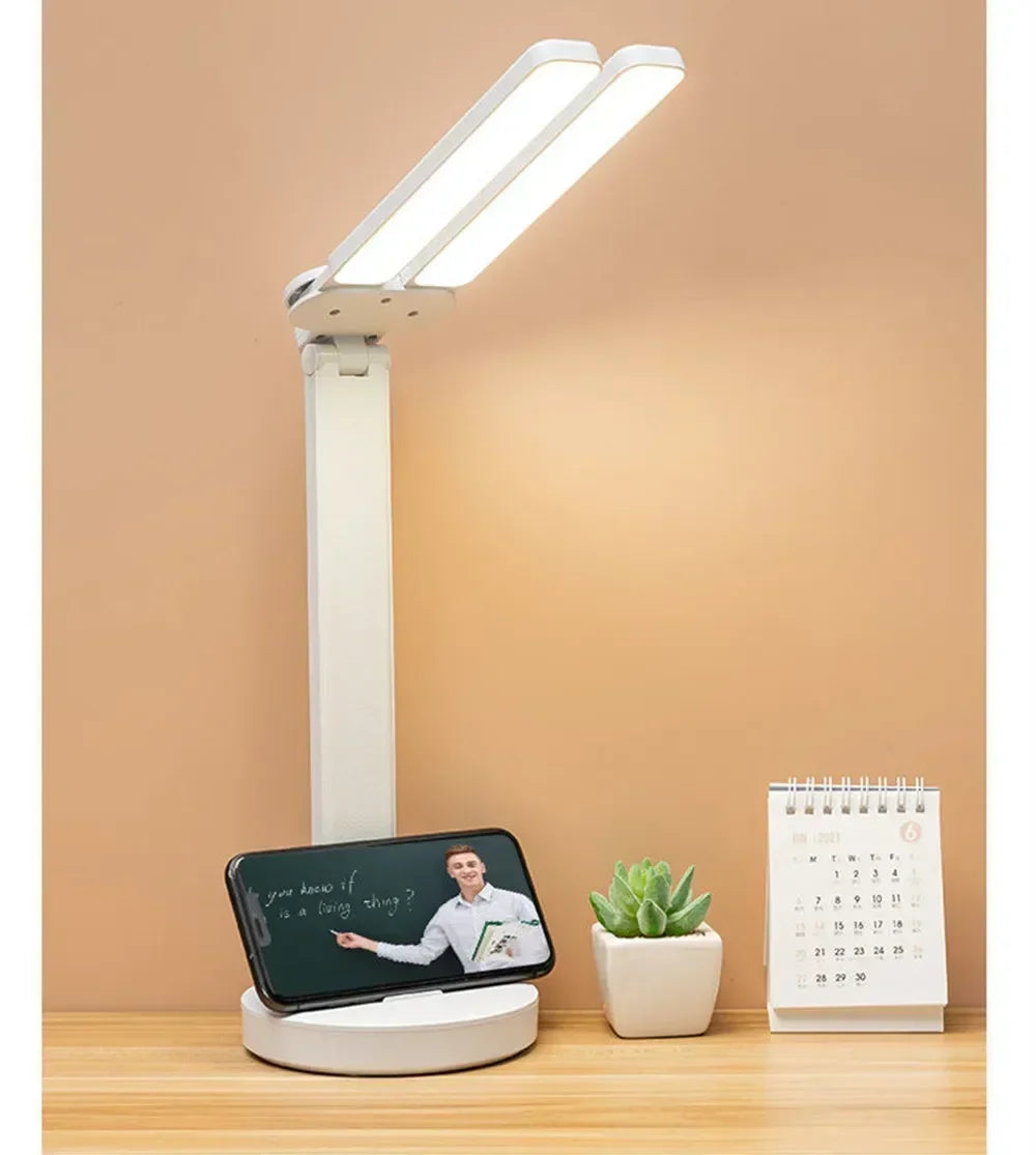 LED Desk Lamp USB with Calendar, Temperature, Clock