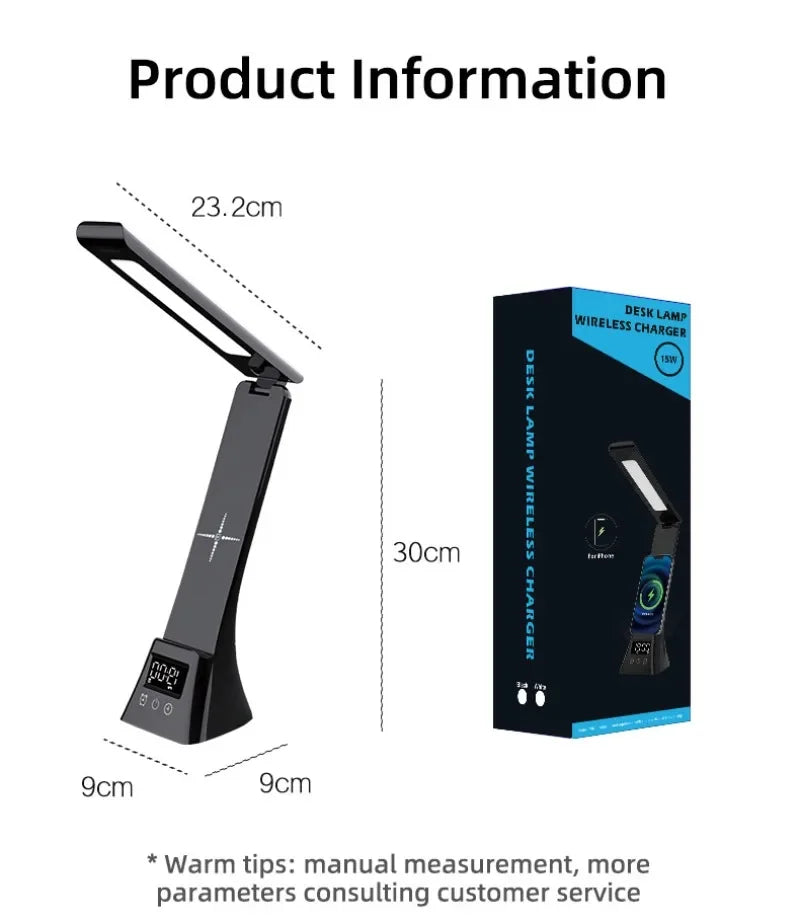 LED Desk Lamp with Wireless Charger USB