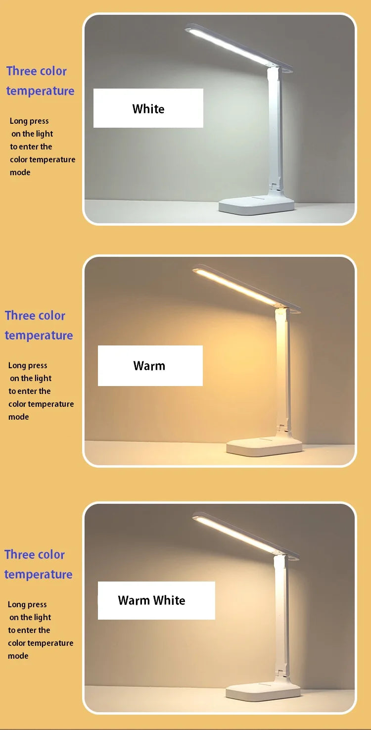 6000mAh LED Table Lamp USB Chargeable 3 Colors