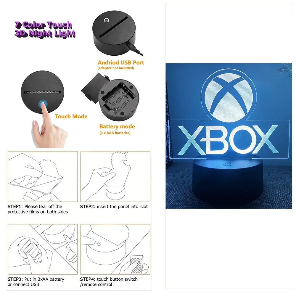 NEON GAMER 3D LED Night