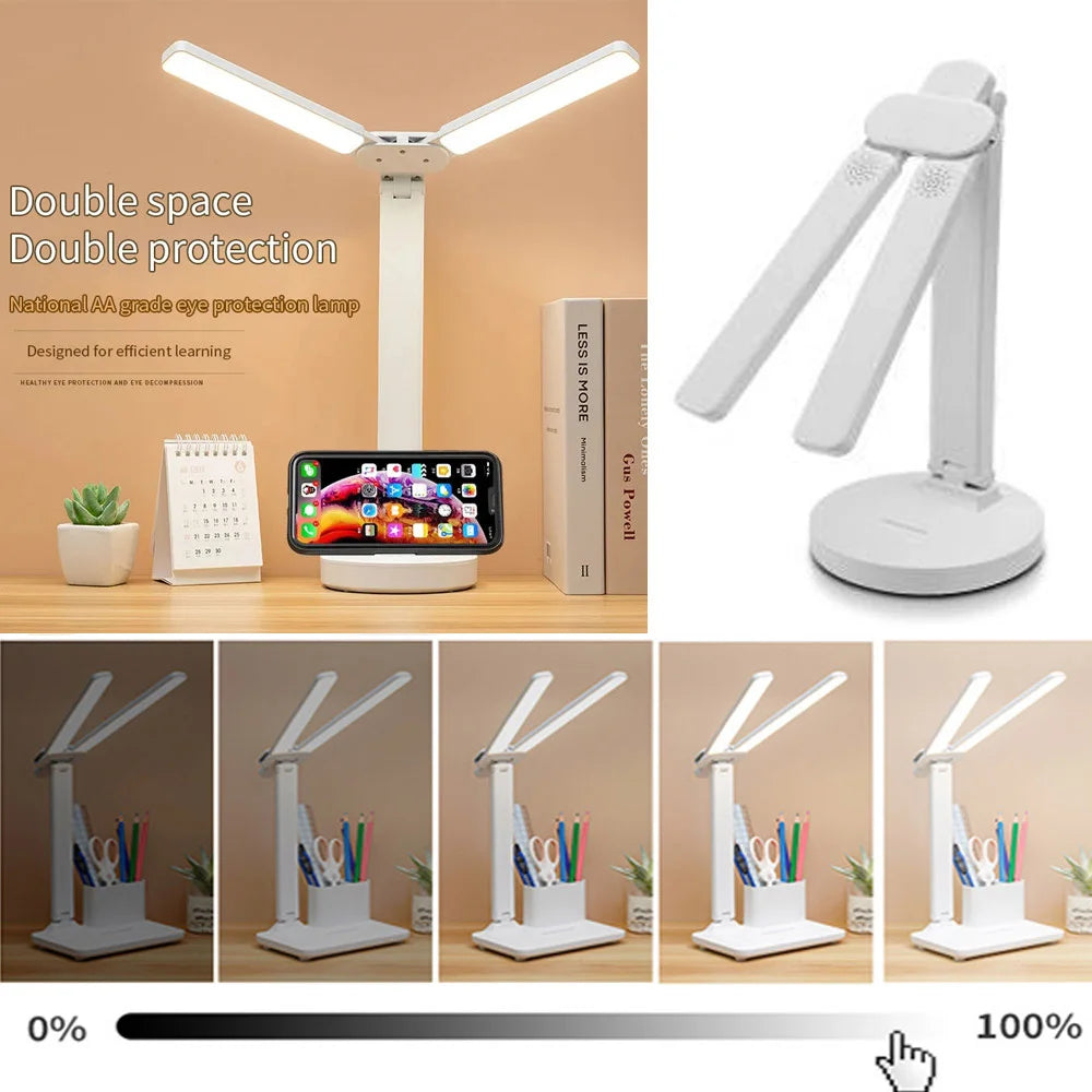 LED Desk Lamp USB with Calendar, Temperature, Clock
