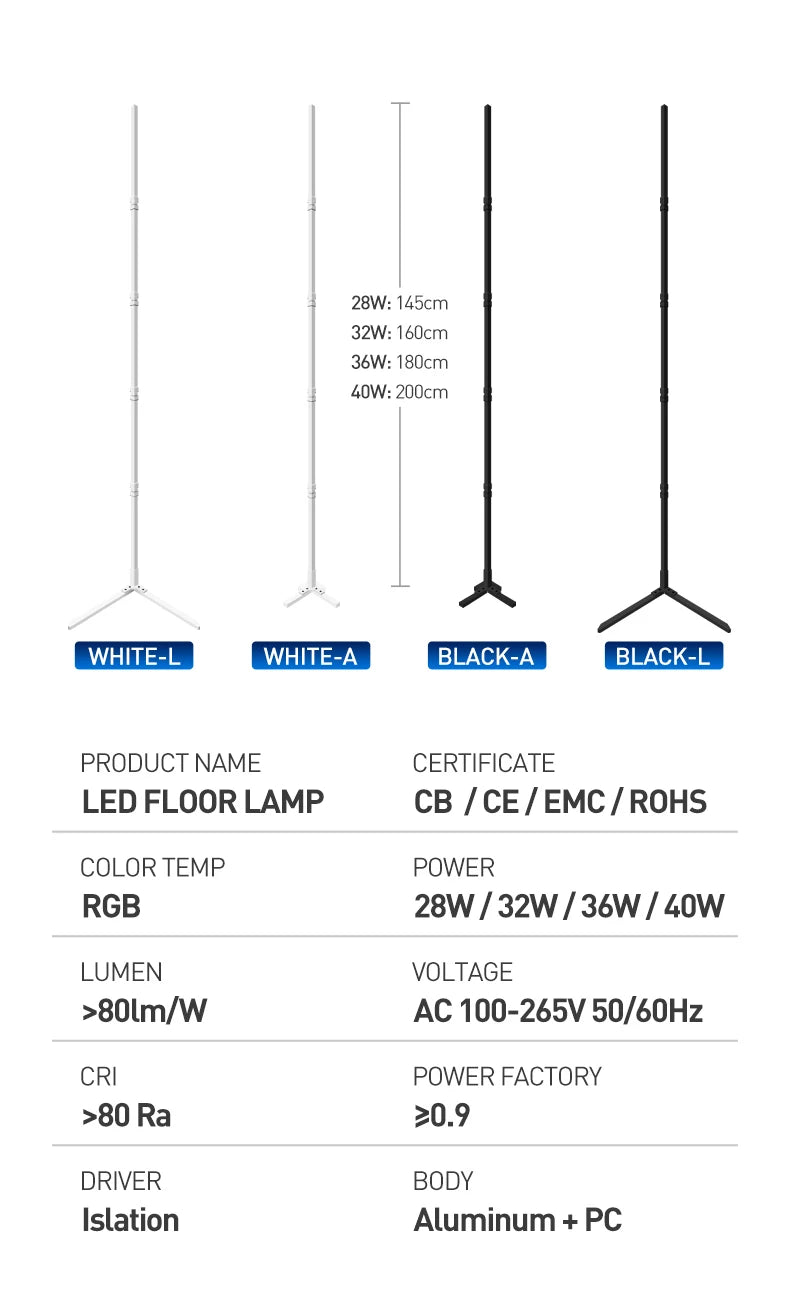 Tuya RGB Floor Lamp Smart APP Remote Control